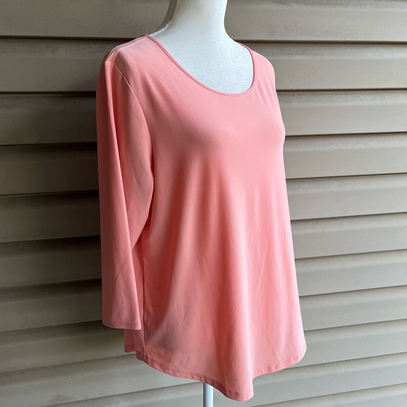 •ROZ & ALI•  Peach Three Quarter Sleeve Pullover Top - Size 1X - Picture 4 of 8